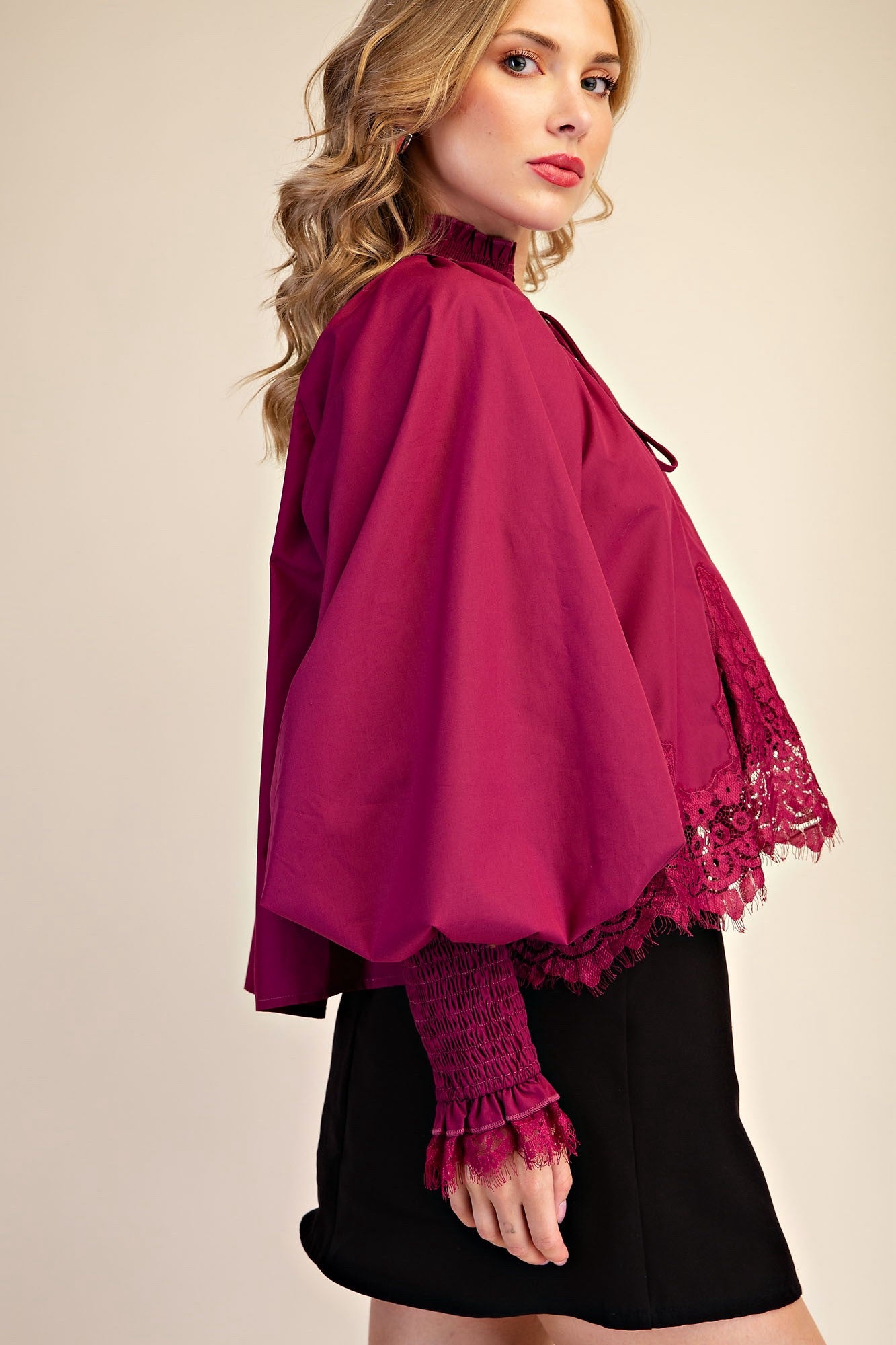 Pre-owned GLAM Plum Size: S Long Sleeve Blouse