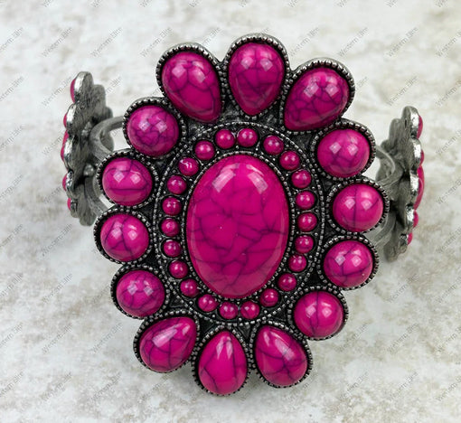 New WESTERN Hot pink Silver Bracelet