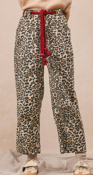 New BIBI Leopard Red Trim Size Small Pants