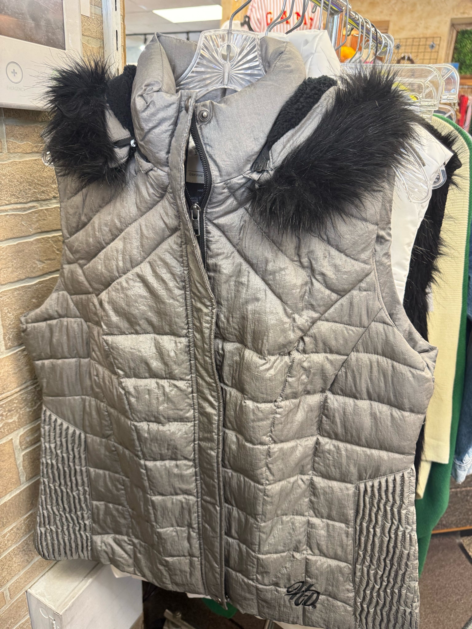 Pre-owned Harley Davidson Light gray Black Trim Size XL Vest