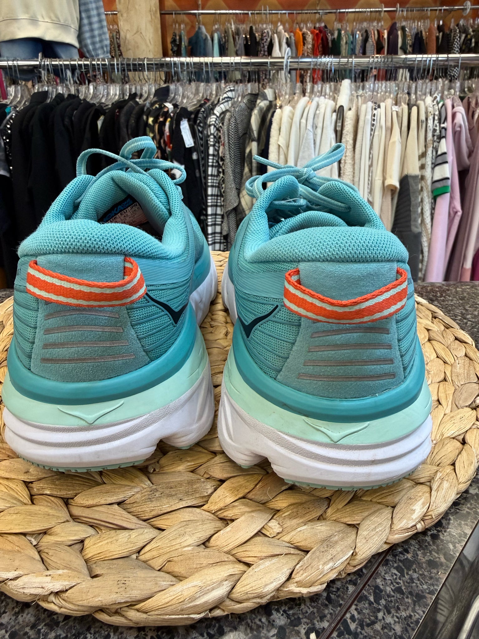 Pre-owned HOKA Teal Black Trim Size 9.5 Designer Sneaker