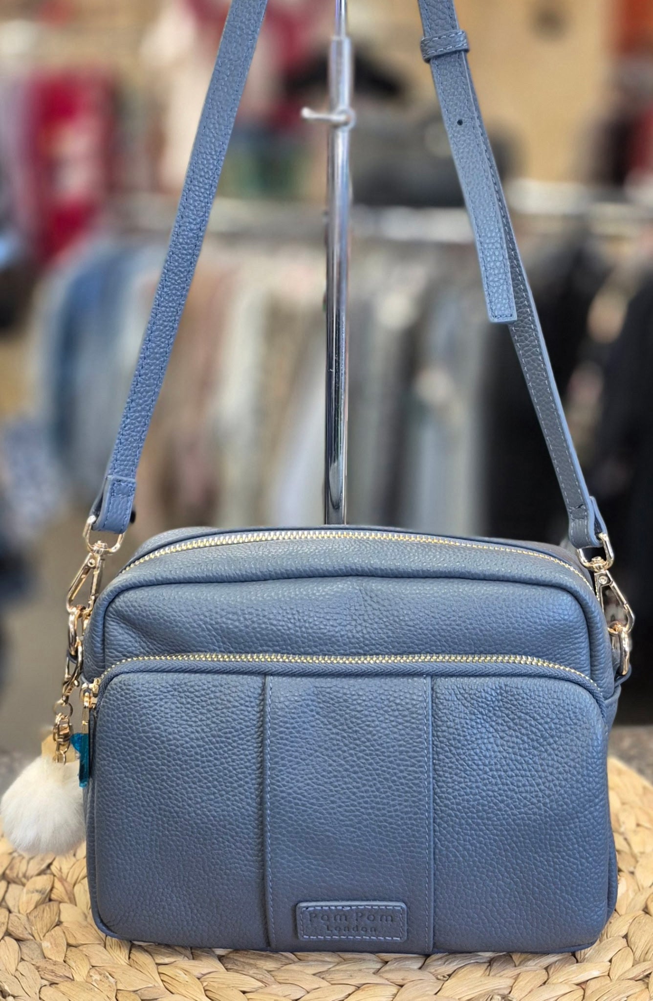 Pre-owned POM POM Navy Crossbody Designer Purse