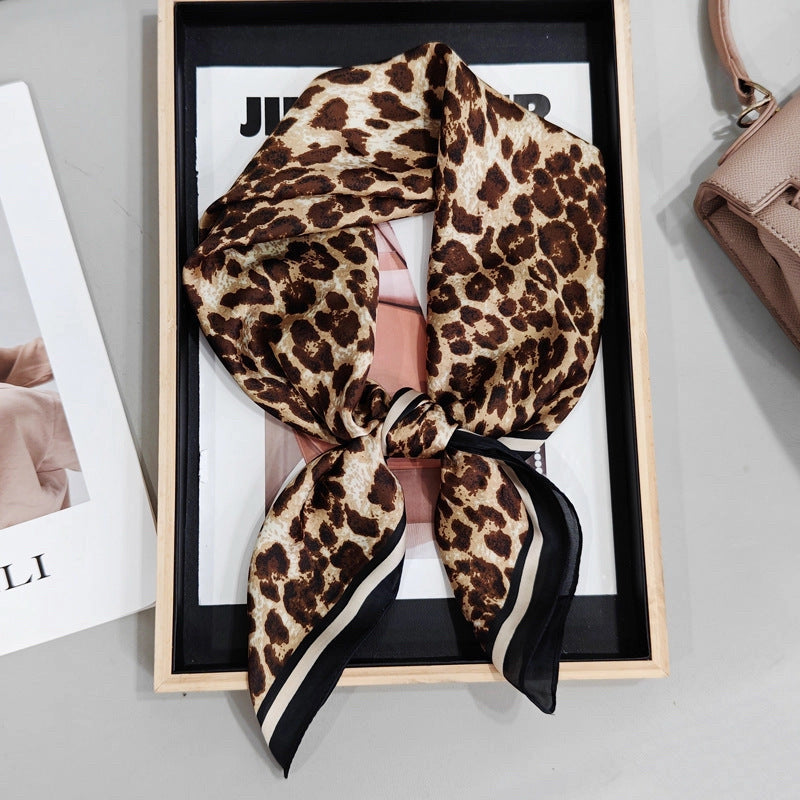 New Dipped Leopard Black Trim Scarf