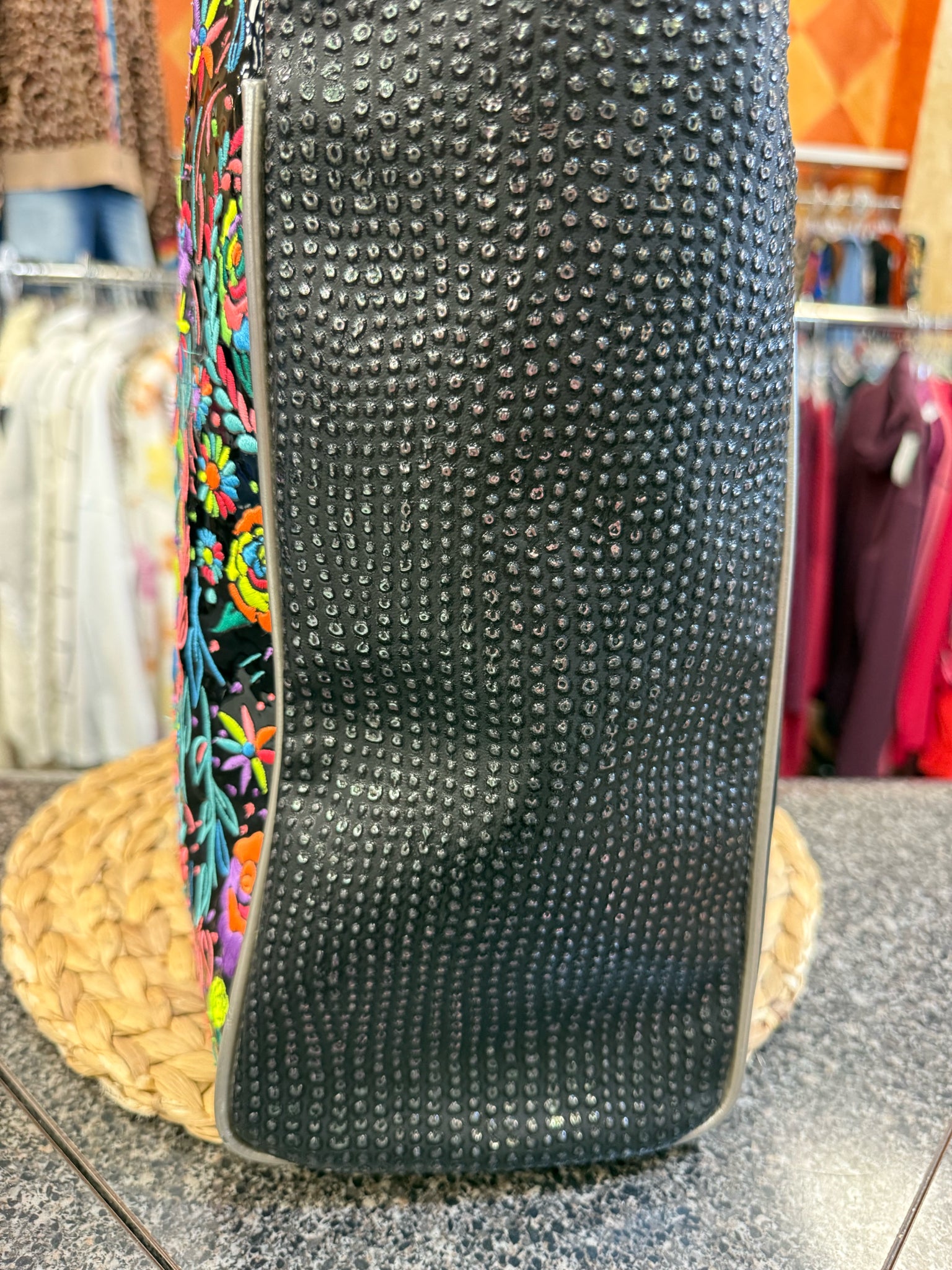 Pre-owned CONSUELA Black patent Neon Floral Tote Designer Purse