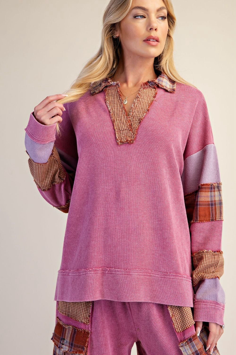 New EASEL Dark pink Size: S Long Sleeve Blouse