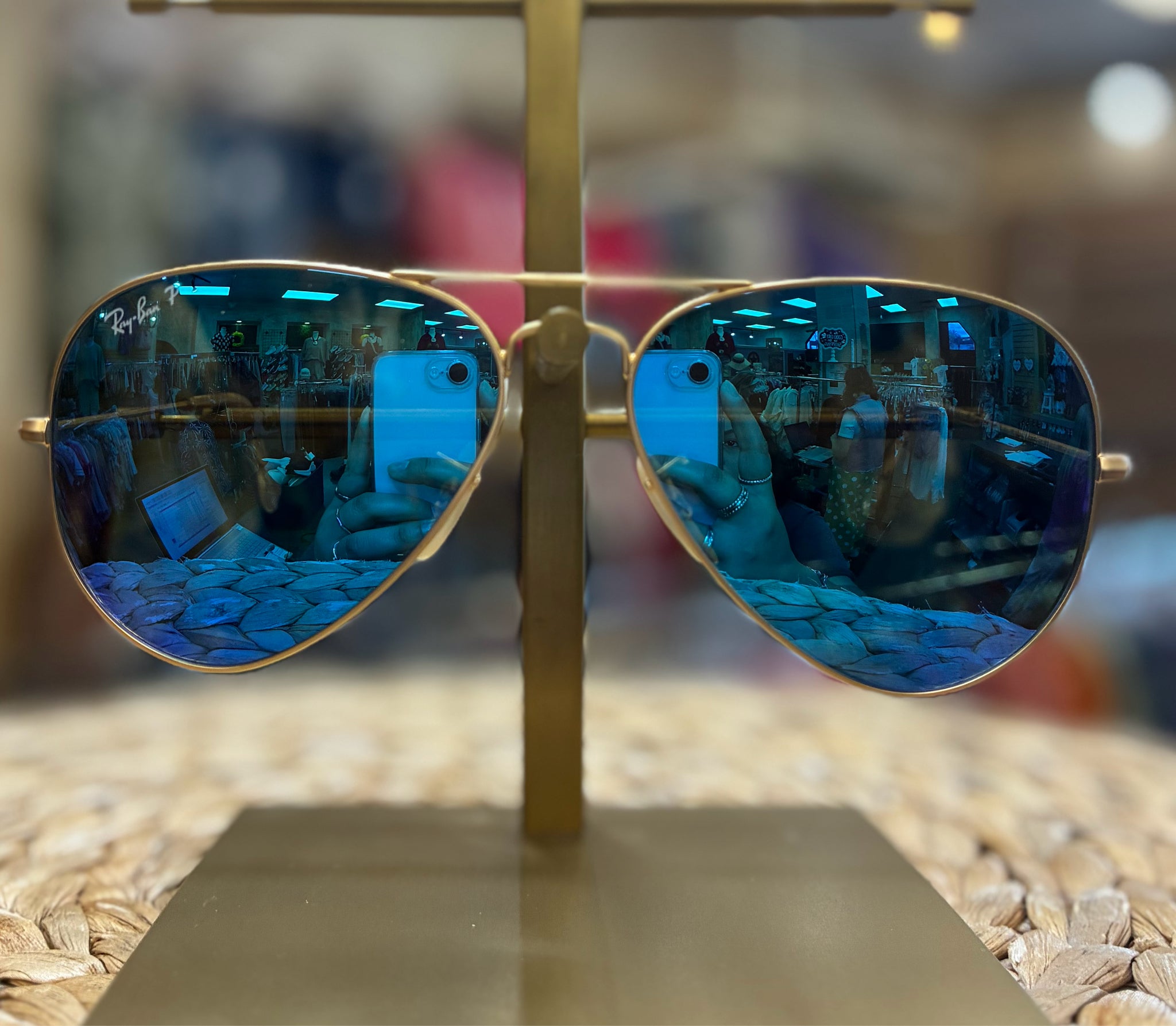 Pre-owned RAY BAN Blue Gold Designer Sunglasses