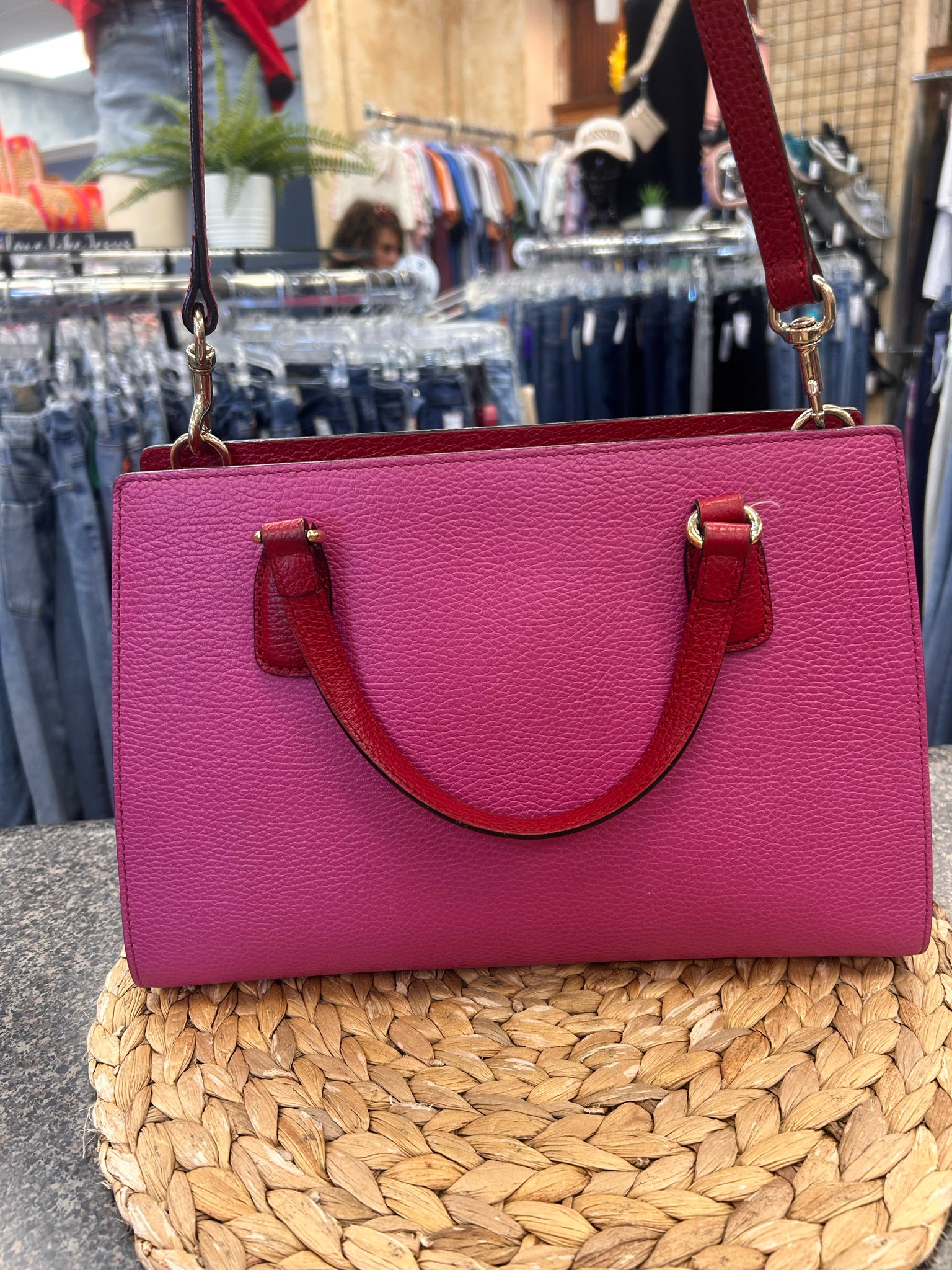Pre-owned GUCCI Dark pink Red Trim Crossbody Designer Purse