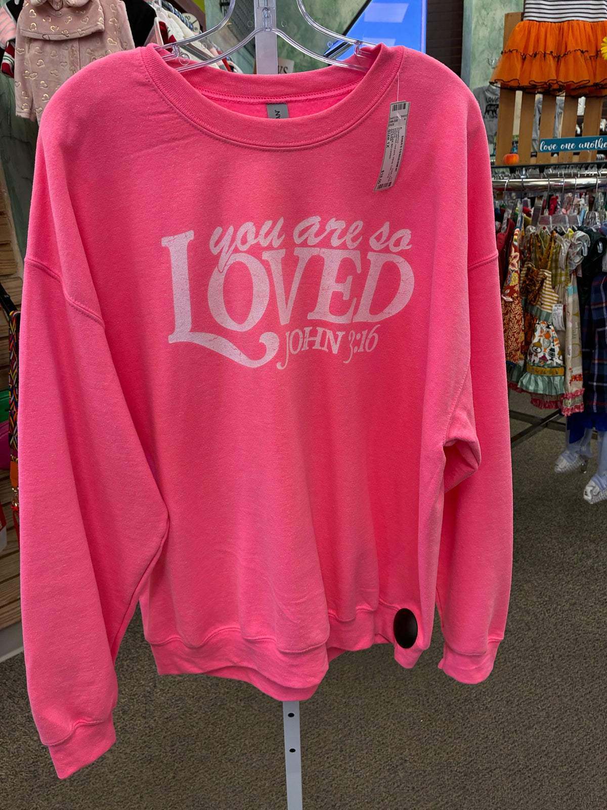 Pre-owned GILDAN Hot pink White Trim Size 1X Long Sleeve Sweatshirt