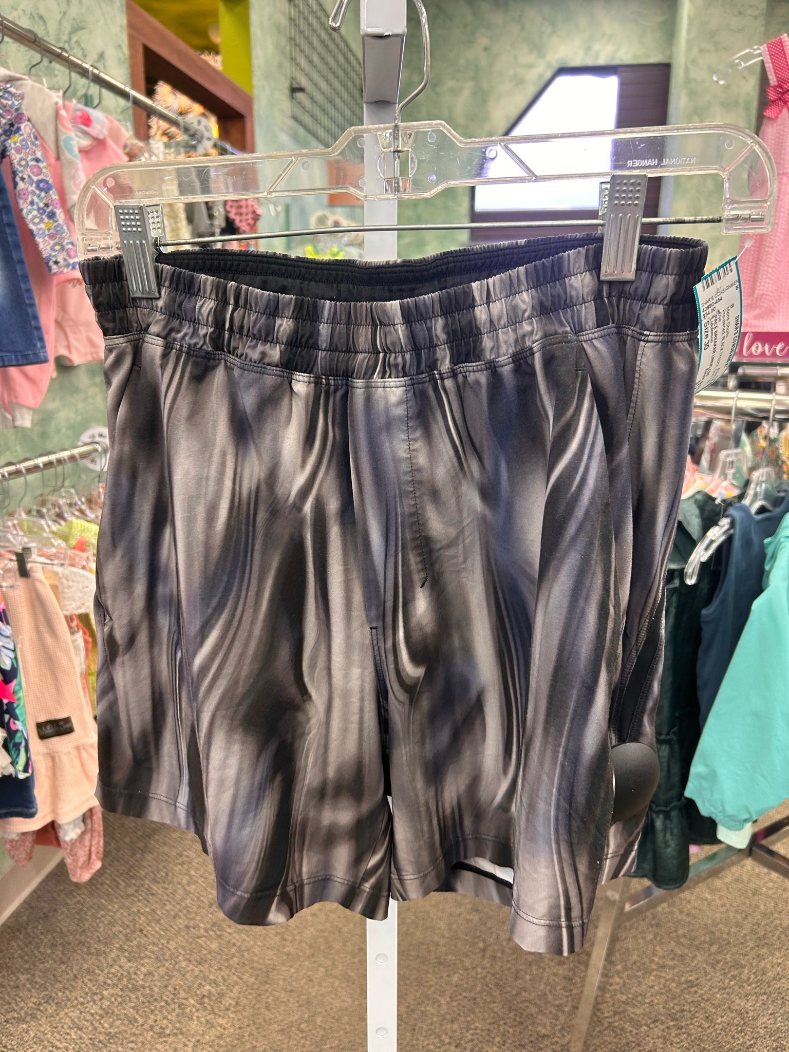 Pre-owned Lululemon BLACK TYEDYE Gray Tye Dye Mens Size 30 Mens Shorts