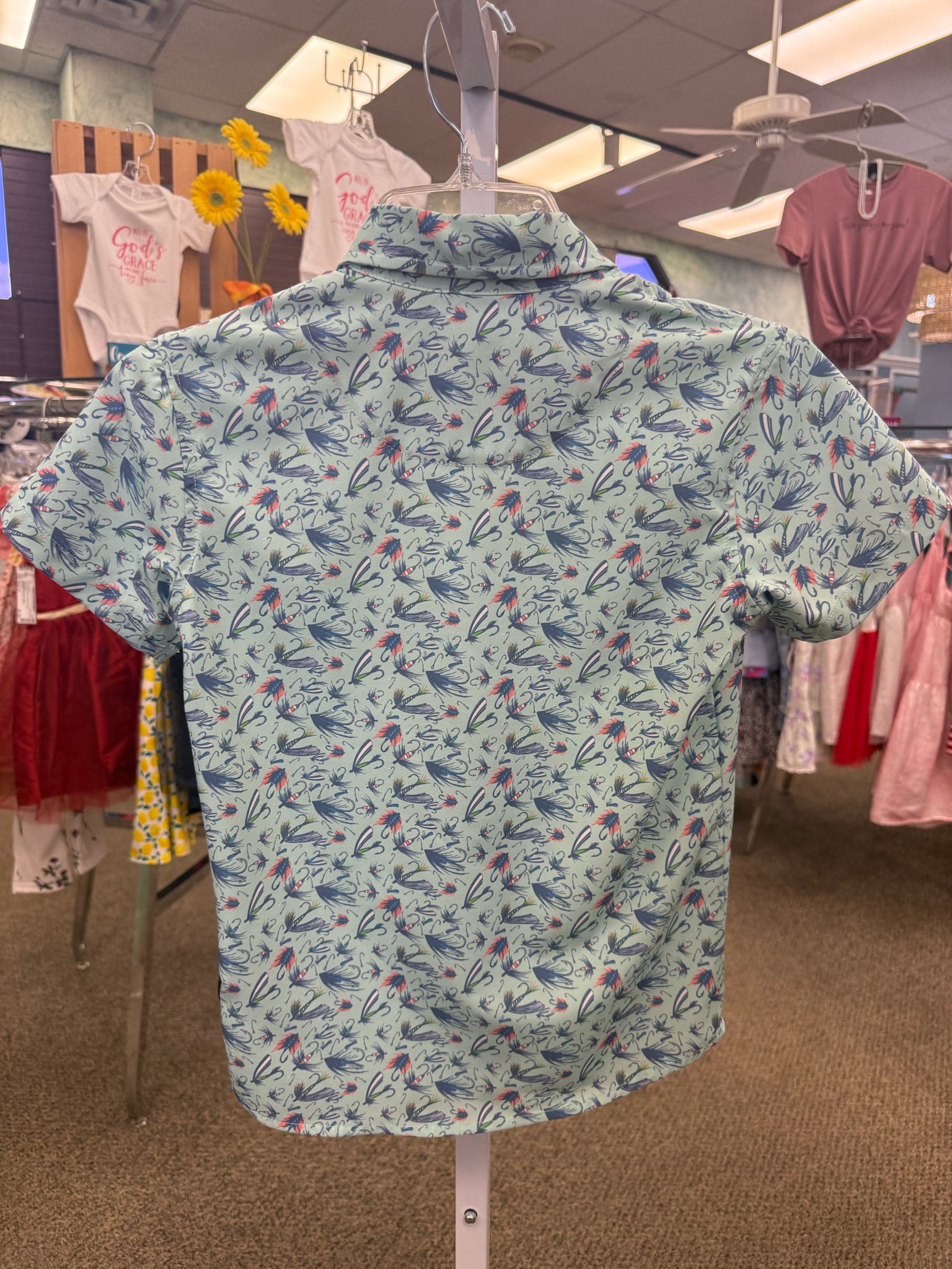 Pre-owned Properly Tied Light blue Blue Print C-SIZE 6 Short Sleeve Boys Top