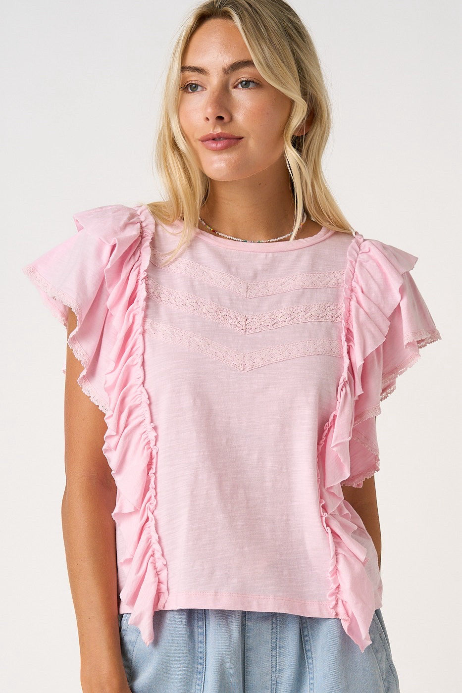 New MITTOSHOP Light pink Size: S Cap Sleeve Blouse