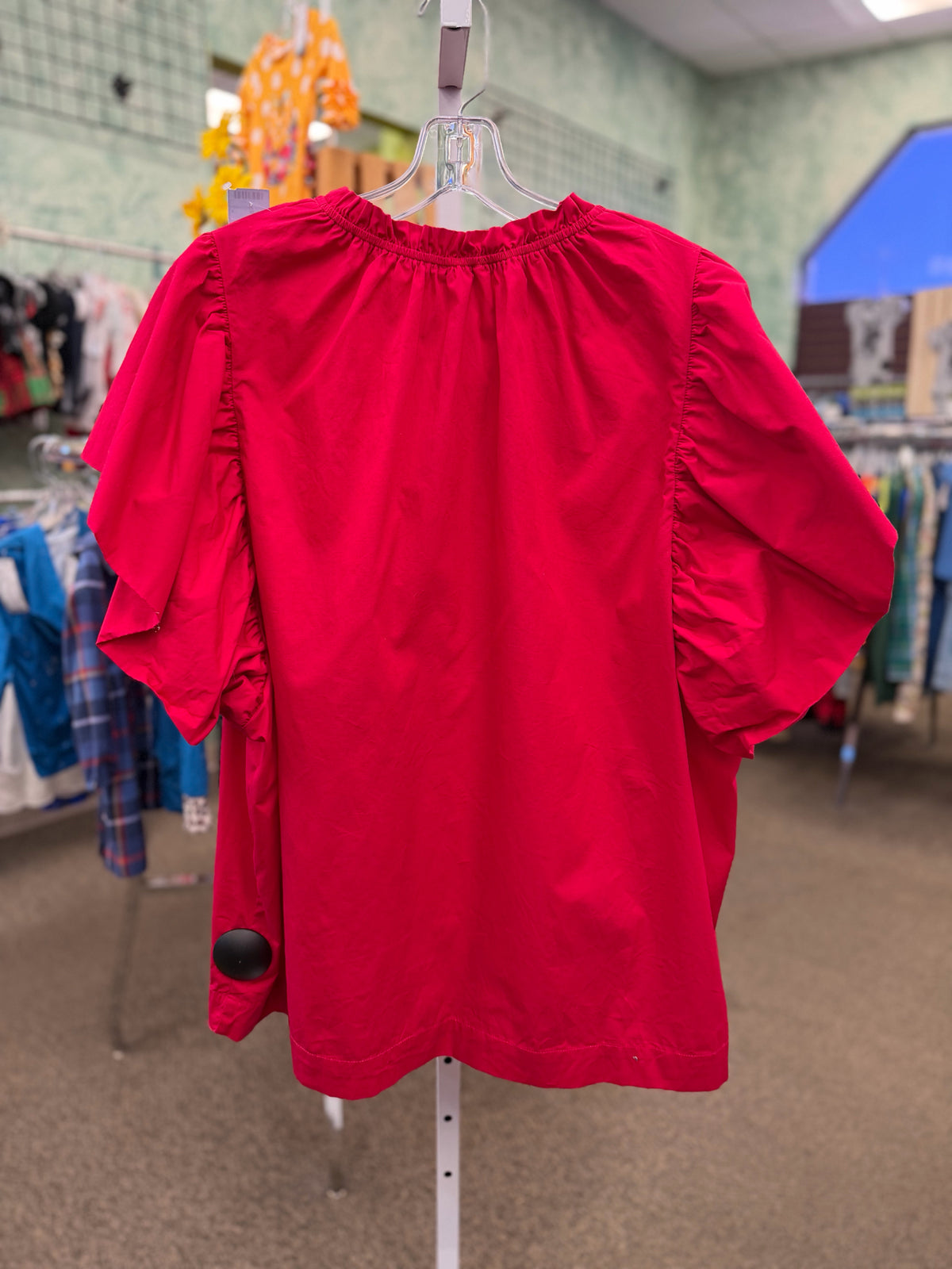 Pre-owned CHICSOUL Red Brown Sequin Size: 1X Short Sleeve Blouse