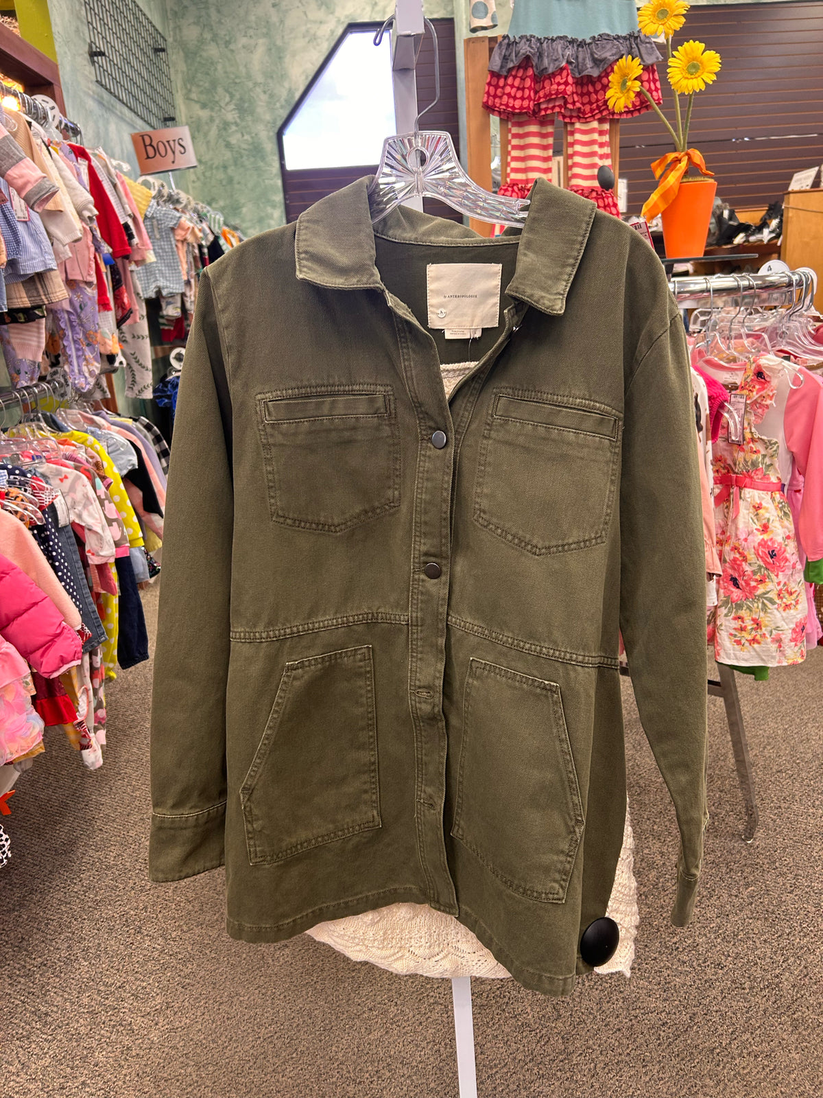 New with Tag ANTHROPOLOGIE GREEN DENIM Size: L Long Sleeve Light Wt Jacket