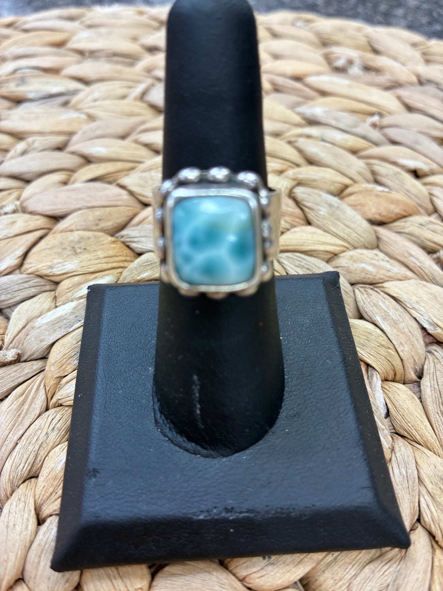 Pre-owned Sterling Silver STERLING SILVER Teal Ring Size 7 Designer Ring