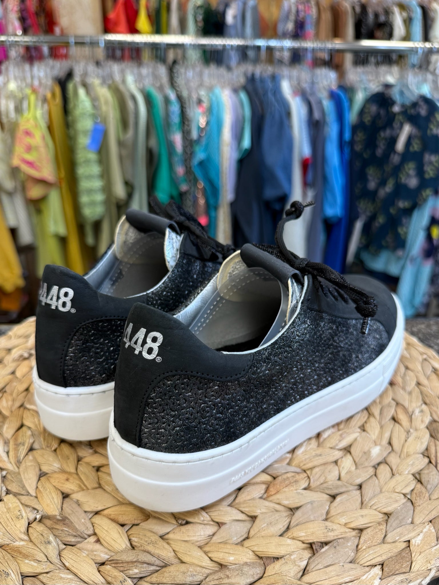 Pre-owned P448 Black Dark Gray Blend Size 8 Sneaker