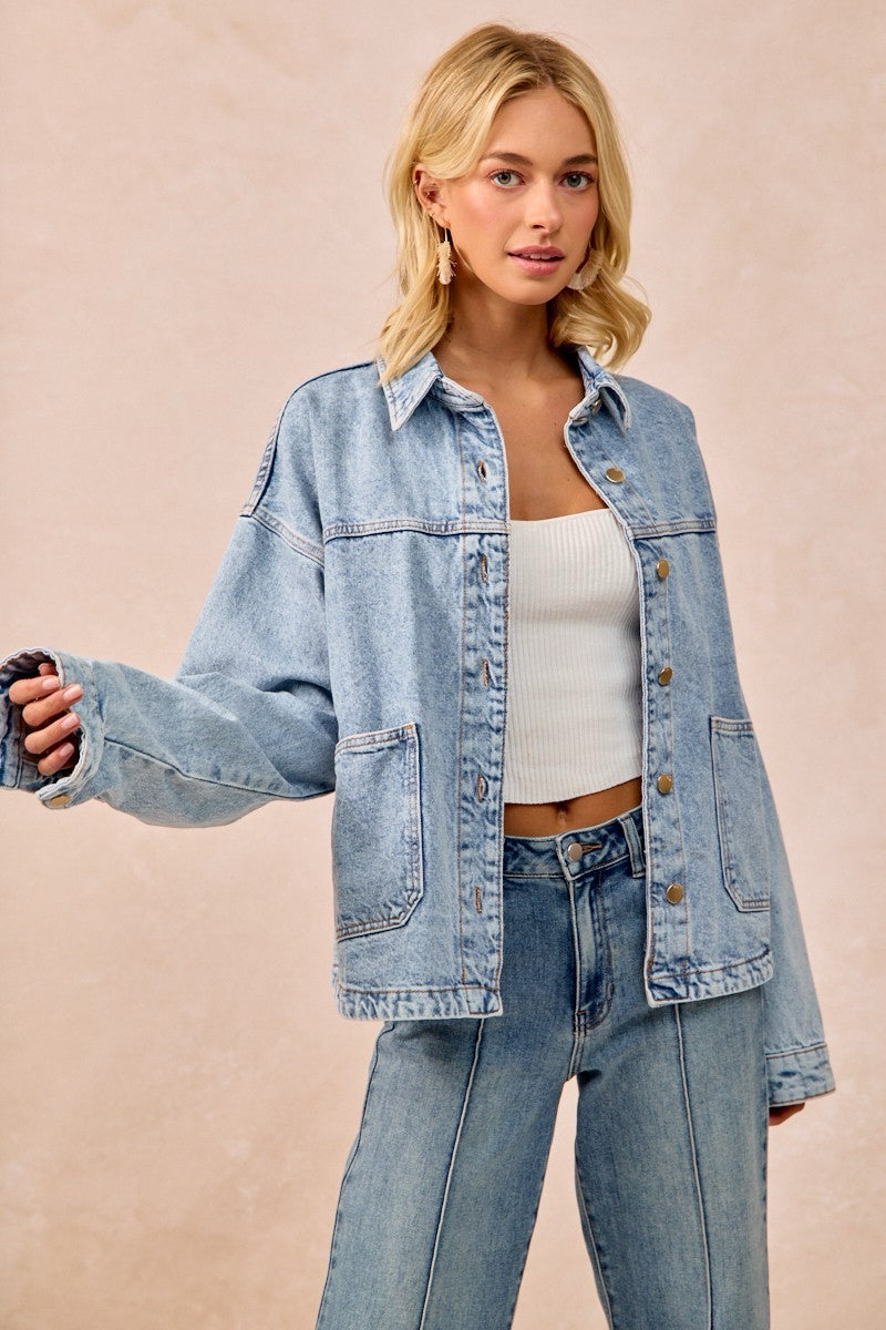New BIBI Blue Jean Size S Long Sleeve Denim Jacket