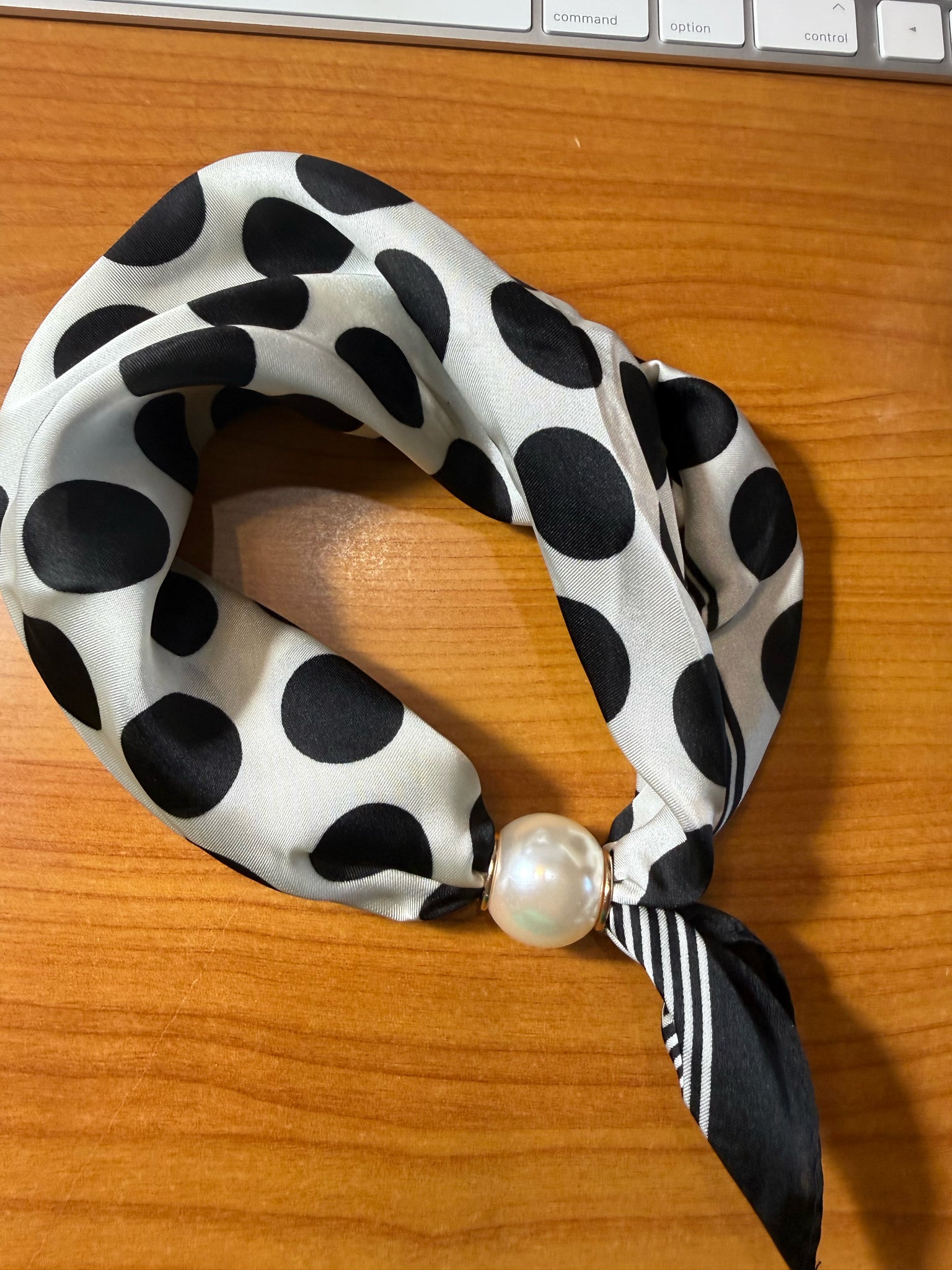 New L&B Black polka Cream Necklace