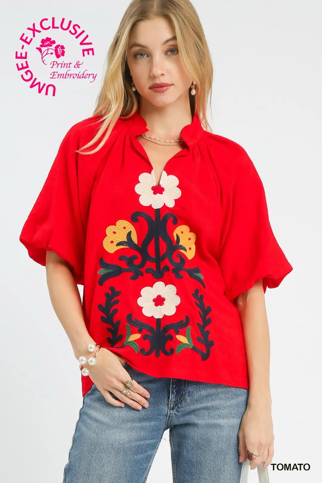 New UMGEE Red Size S Short Sleeve Blouse