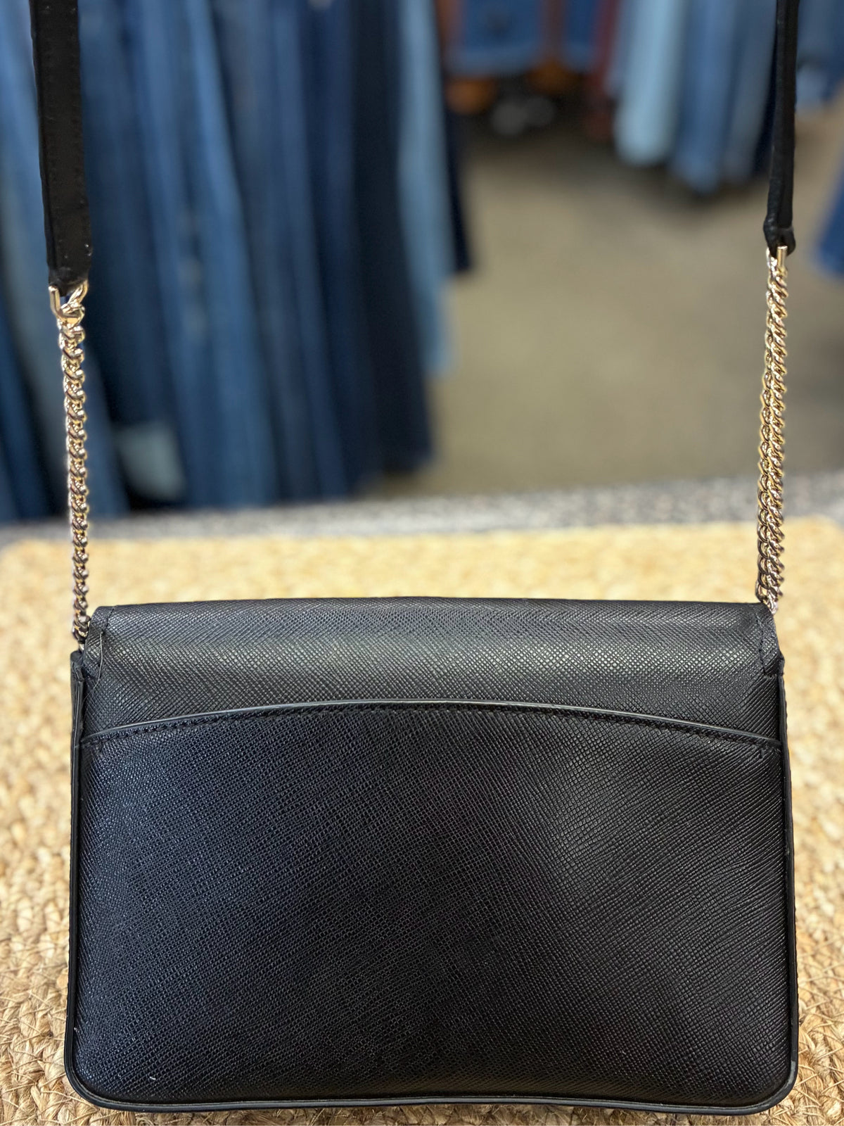 Pre-owned KATE SPADE Black Gold Trim Crossbody Designer Purse