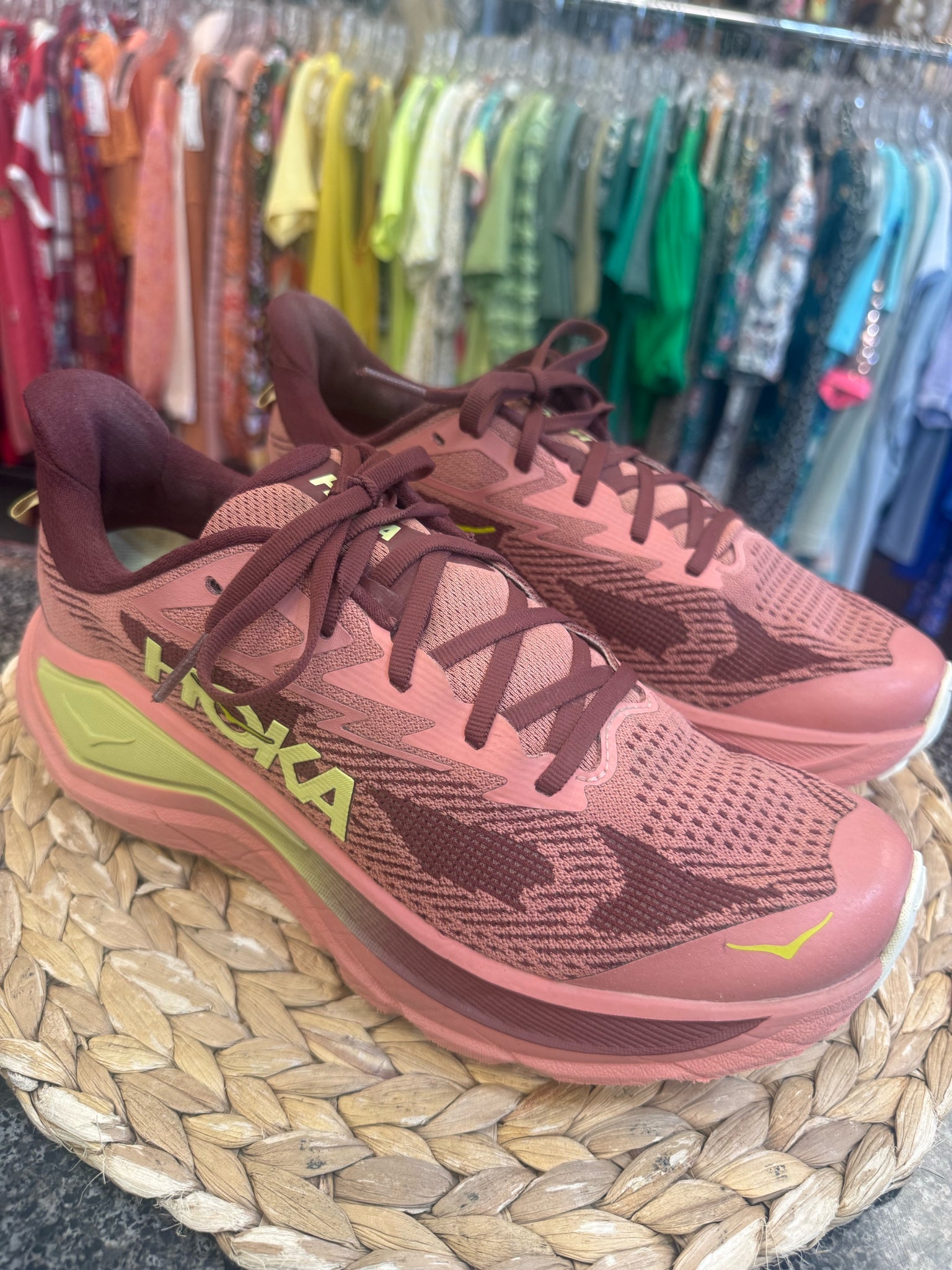 Pre-owned HOKA Blush Maroon Trim Size 10 Designer Sneaker