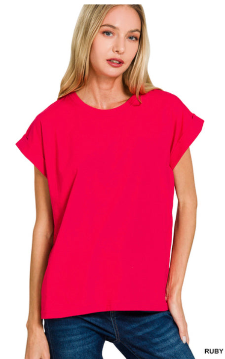 New Zenana Red Short Sleeve Size: S Blouse