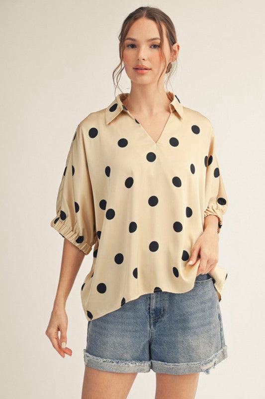New JODIFL Cream Black Plaid Size: S Short Sleeve Blouse