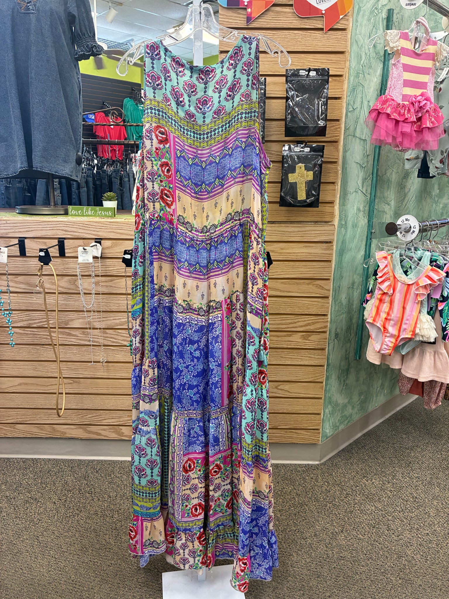 Pre-owned JOHNNY WAS PURPLE PAISLEY Multi Print Size 14 Sleeveless Dress