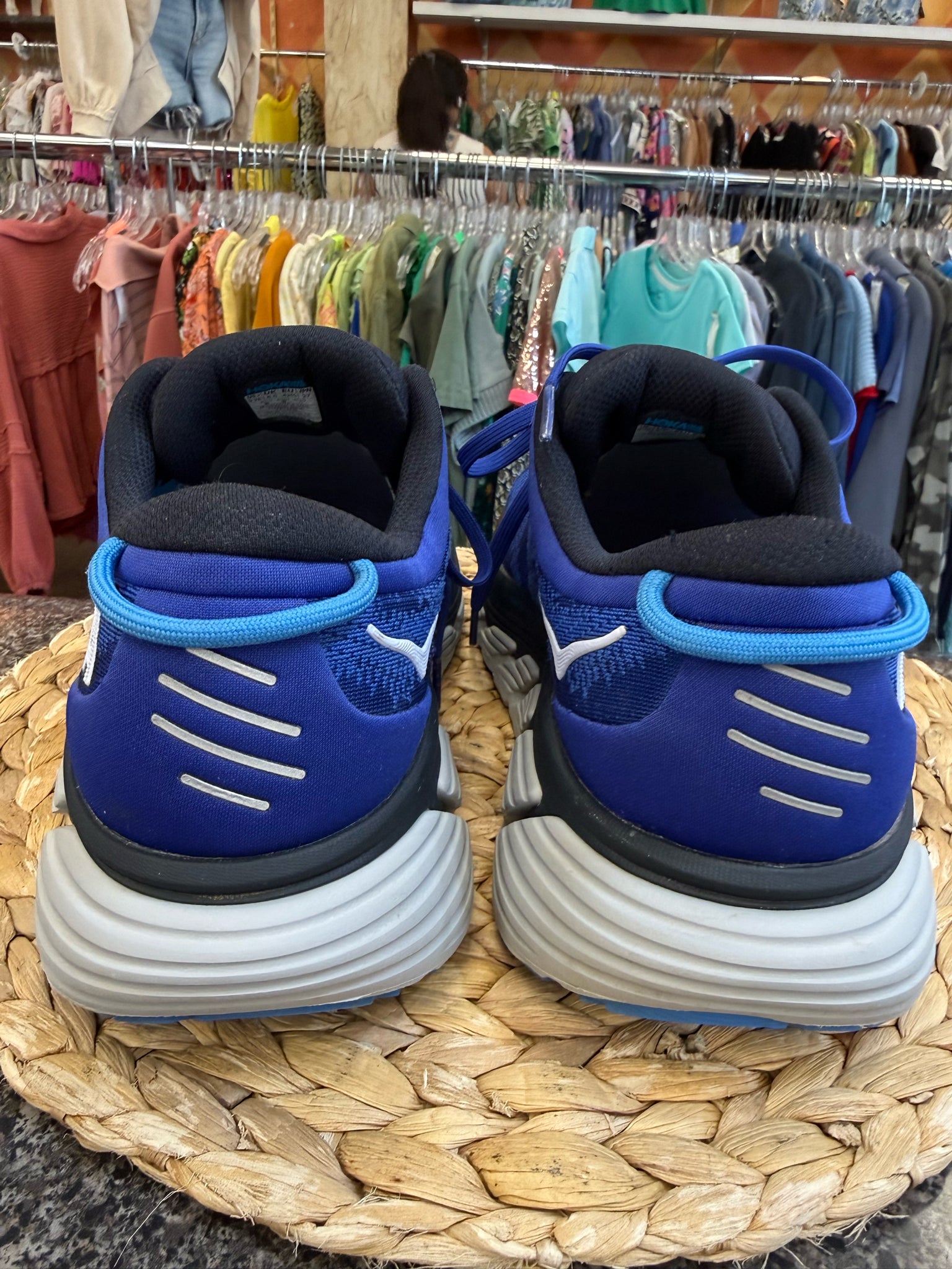 Pre-owned HOKA Bright blue Black Trim SHOE SIZE 9 MENS Designer Sneaker