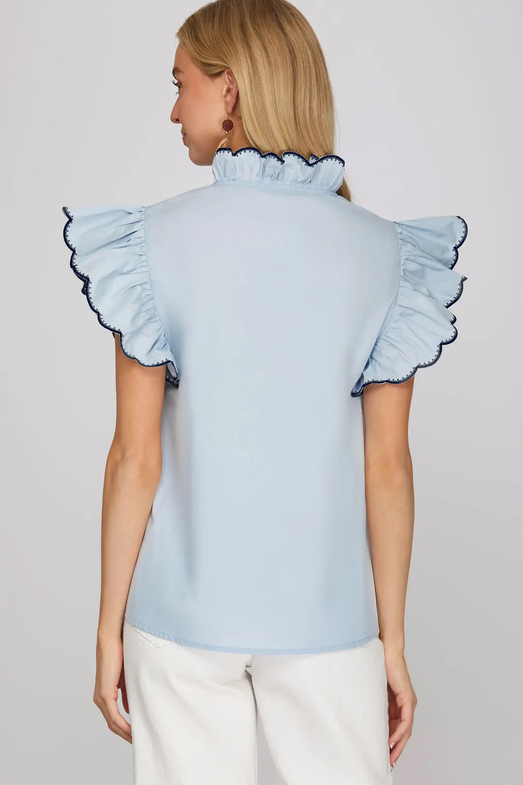 New SHE+SKY Light blue Size S Short Sleeve Blouse