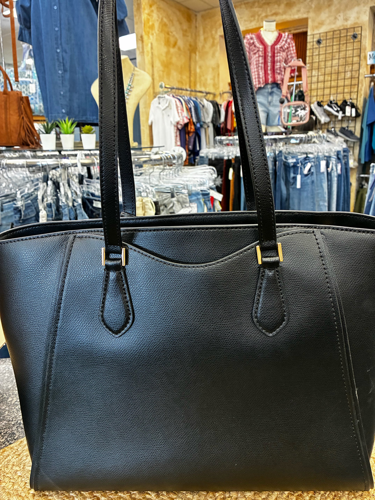 Pre-owned MICHAEL KORS Black Gold Trim Tote Designer Purse