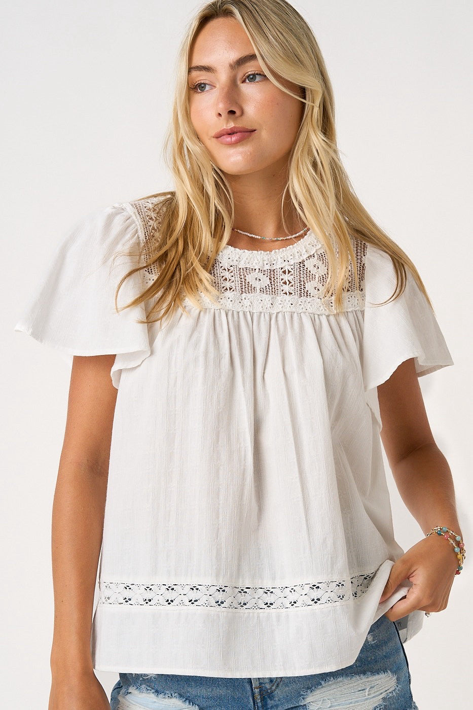 New MITTOSHOP Ivory Size: S Short Sleeve Blouse