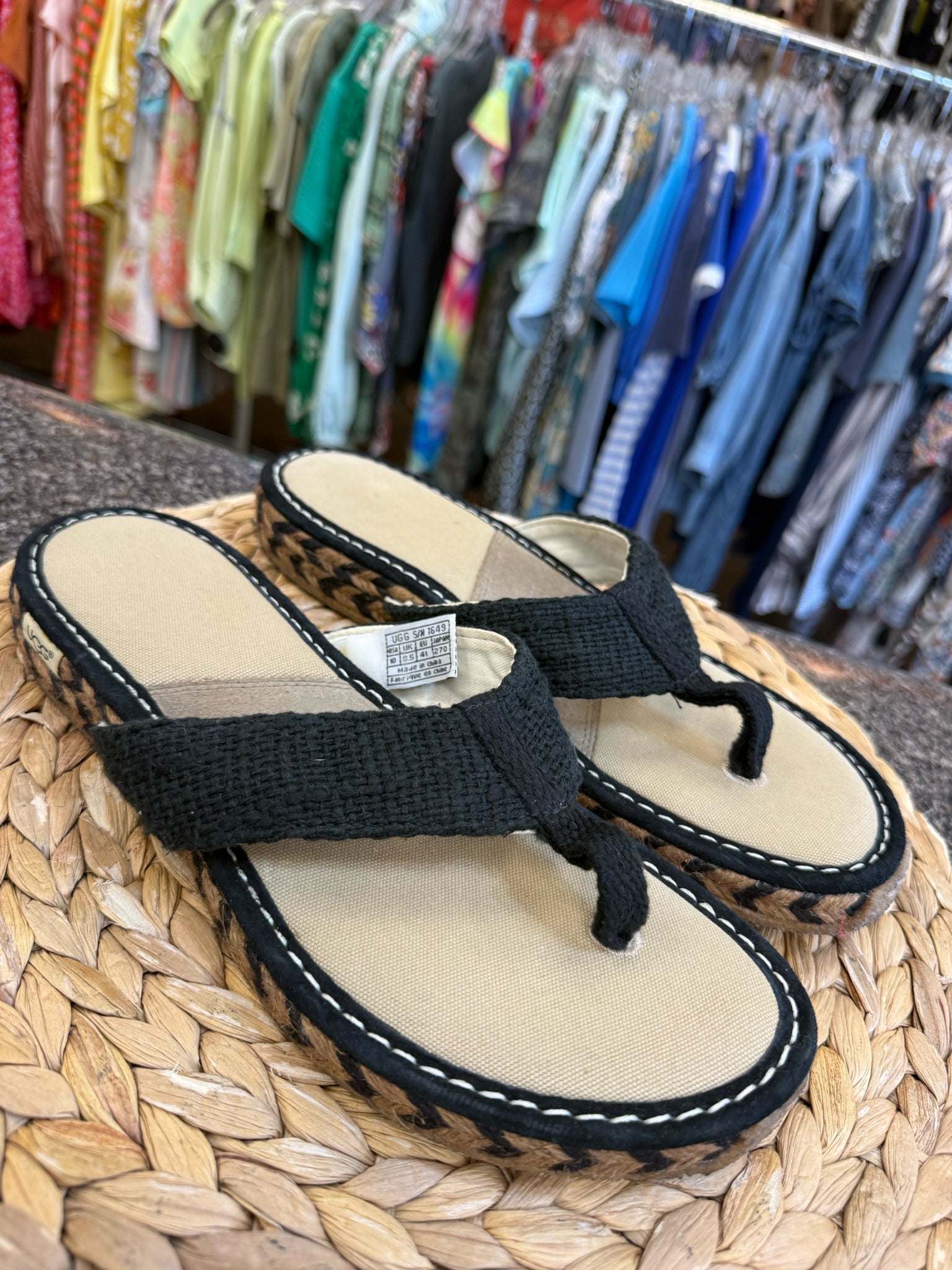 Pre-owned UGG Black Size 10 Flip Flop