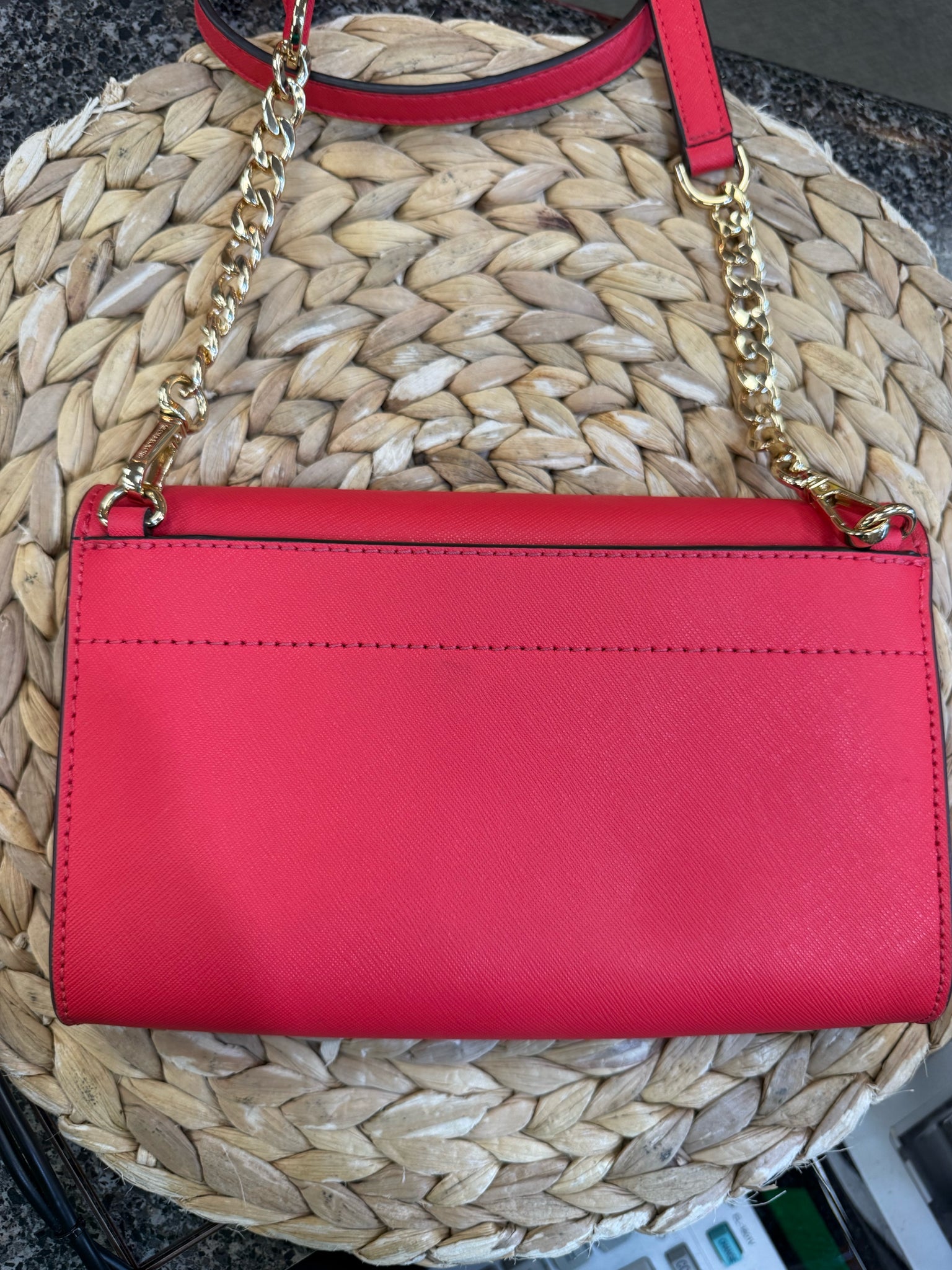 Pre-owned MICHAEL KORS Red Gold Shoulder Designer Purse