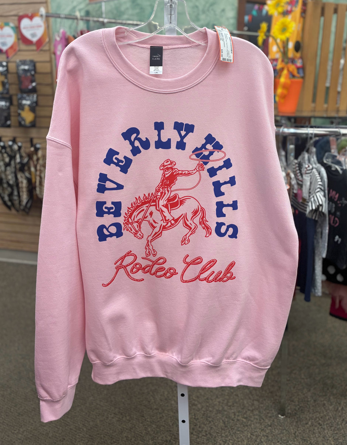 Pre-owned SWEET CLAIRE Pink Red Print Size L/XL Long Sleeve Sweatshirt