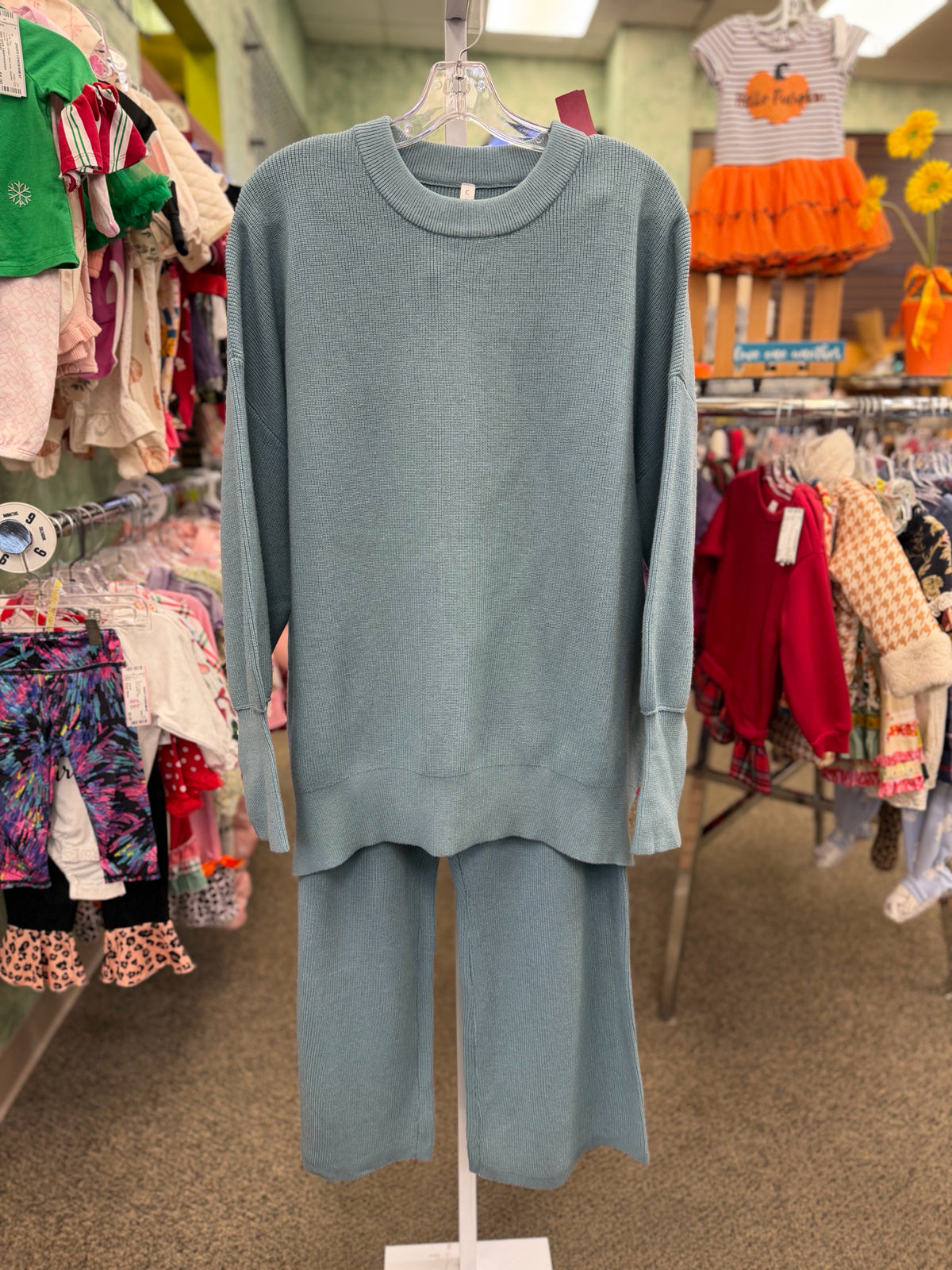 Pre-owned COZY Blue Dr Size 8 Long Sleeve PantSet