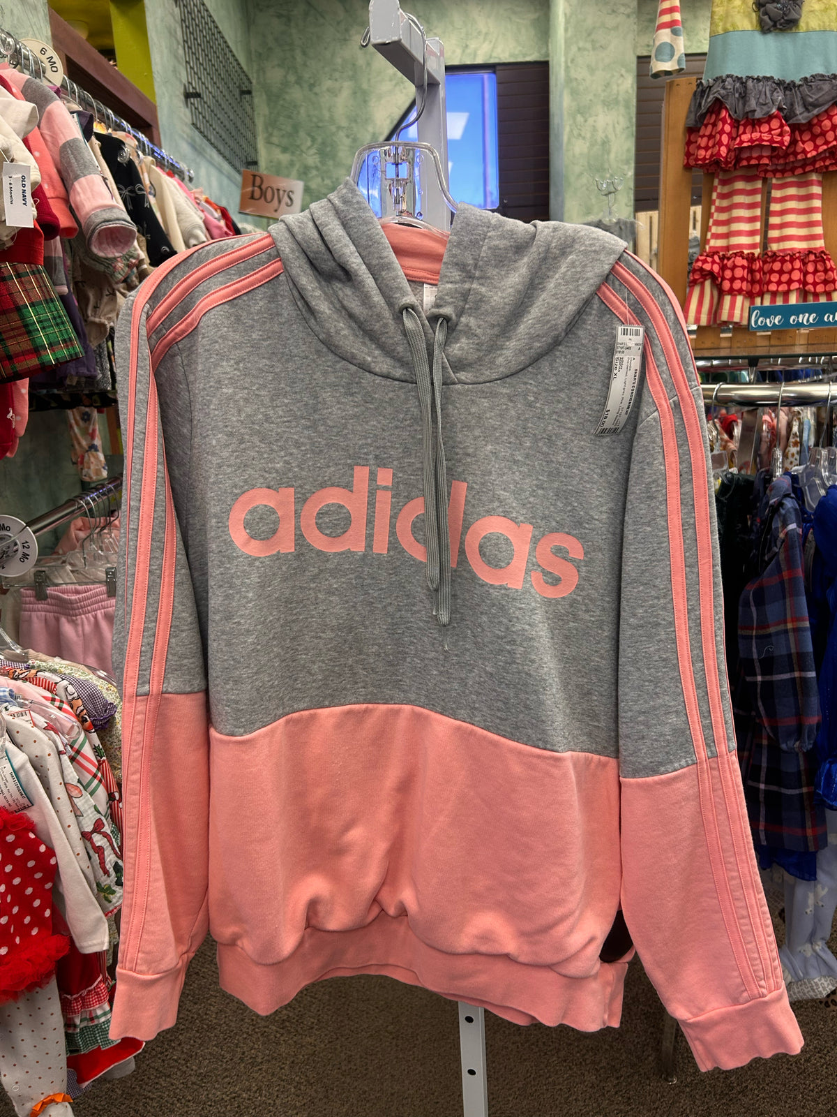 Pre-owned ADIDAS Light gray Pink Size XL Long Sleeve Hoodie