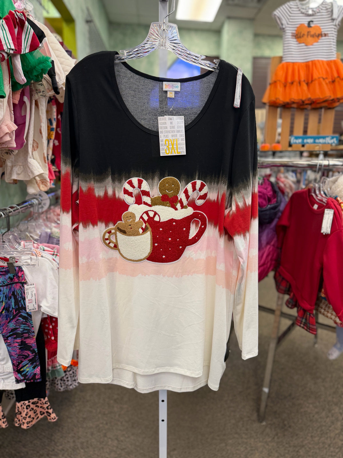 New with Tag LULAROE Black Red Size: 3X Long Sleeve Blouse