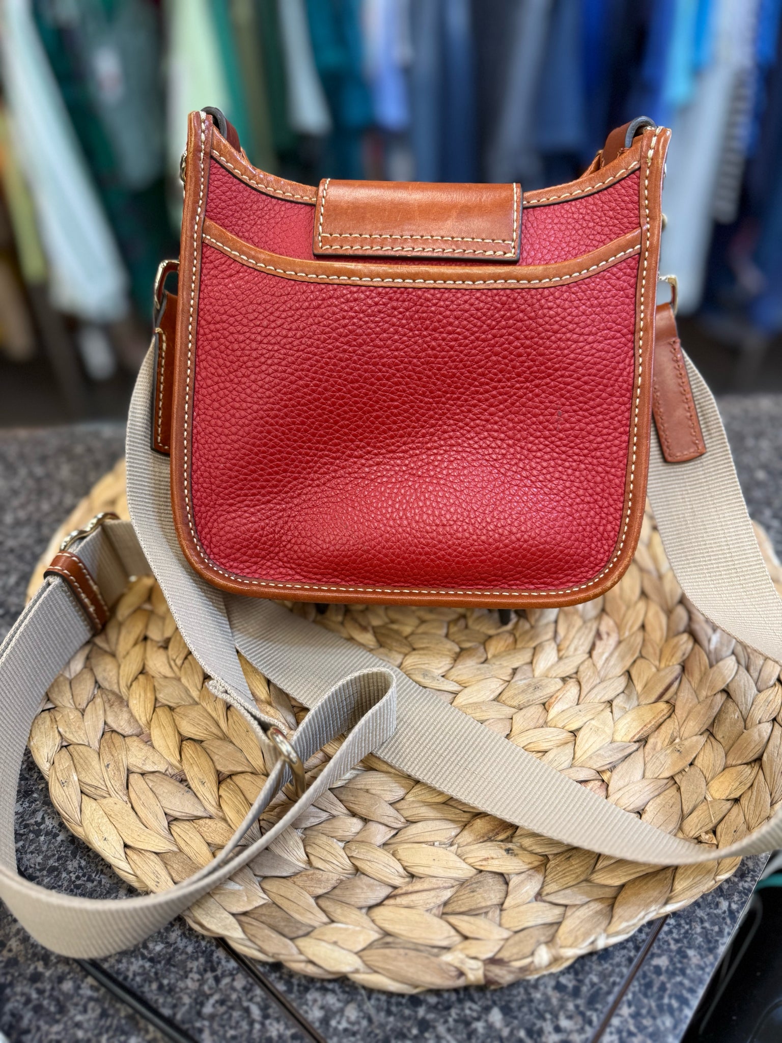 Pre-owned DOONEY&BOURKE Red Tan Crossbody Designer Purse