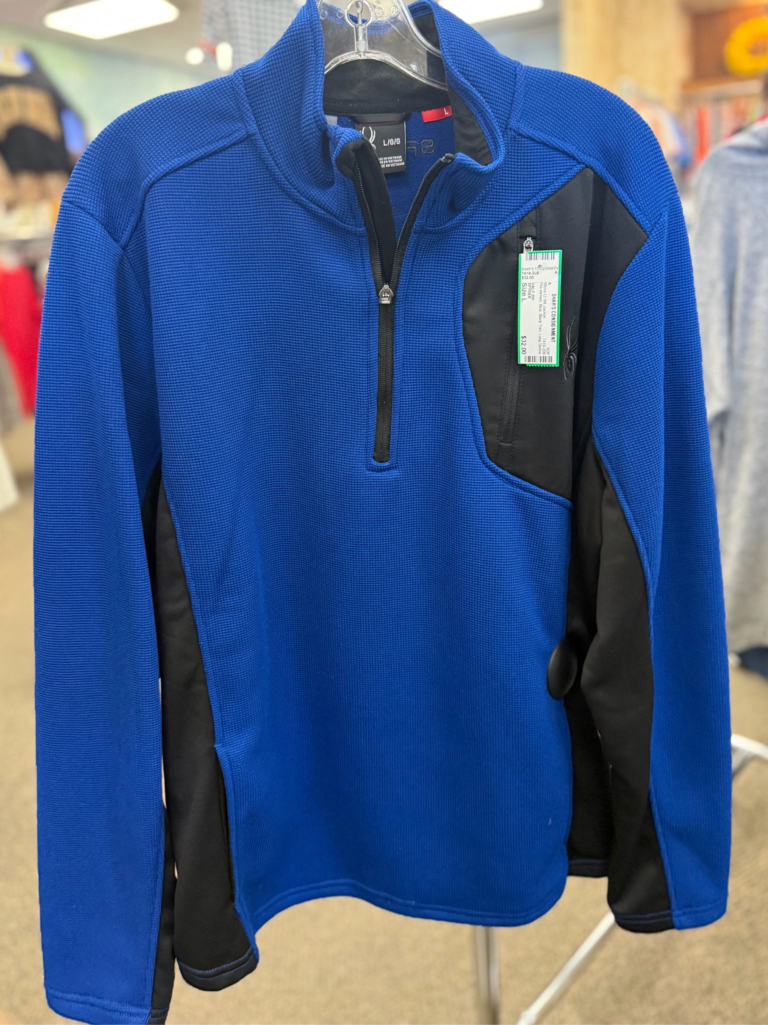 Pre-owned SPYDER Blue Black Trim Men Size L Long Sleeve Mens Lt Wt Jacket