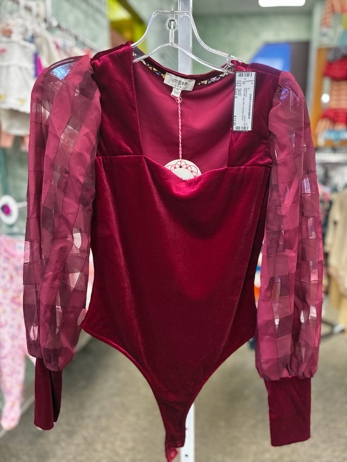 New with Tag UMGEE Wine Size: S Quarter Sleeve Bodysuit