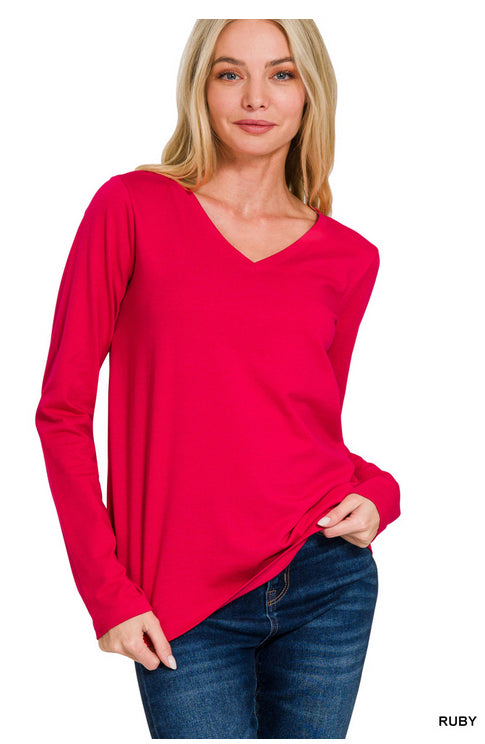 New Zenana Red Size S Long Sleeve Tee