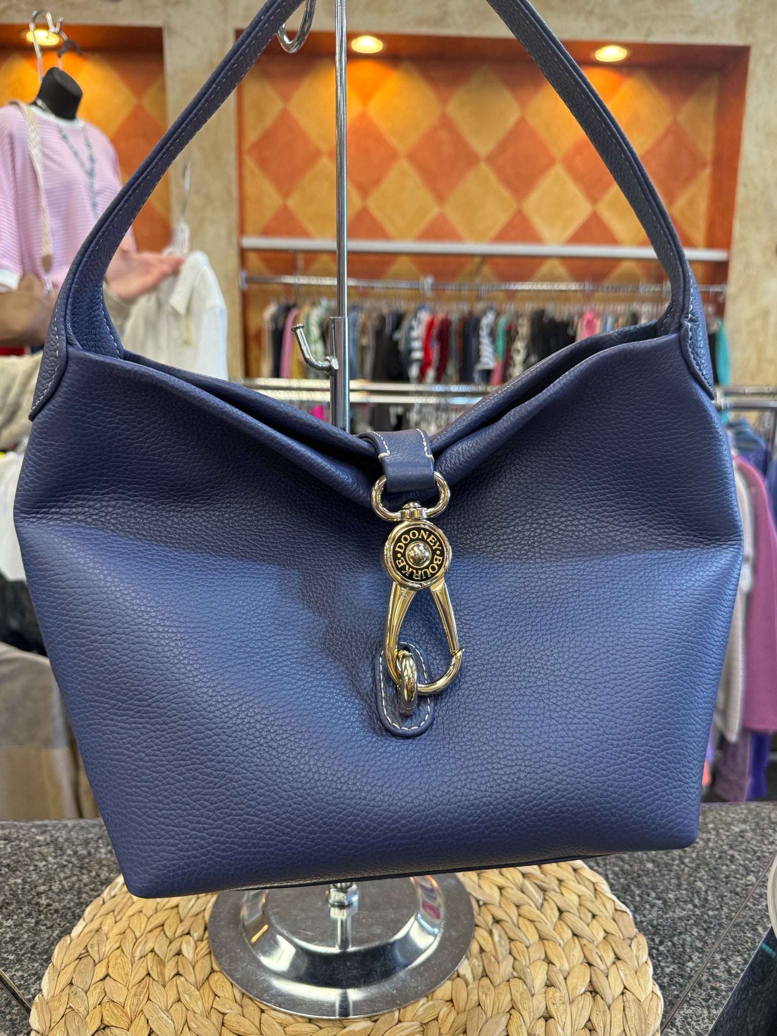 Pre-owned DOONEY&BOURKE Blue Gold Shoulder Designer Purse