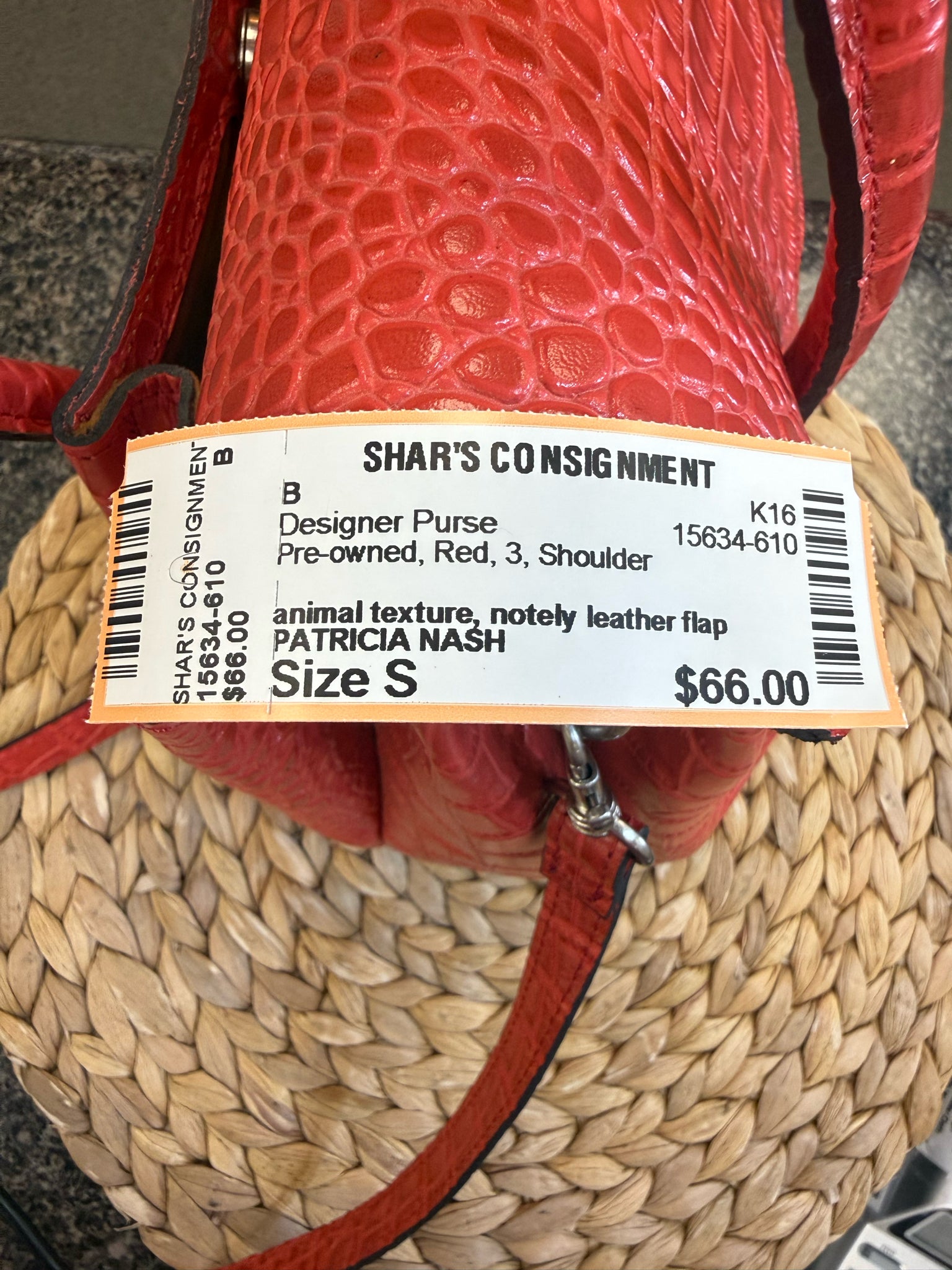 Pre-owned PATRICIA NASH Red Shoulder Designer Purse