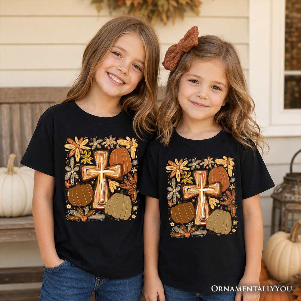 Kids Fall Blessings T-Shirt, Autumn Christian Faith Tee for Youth