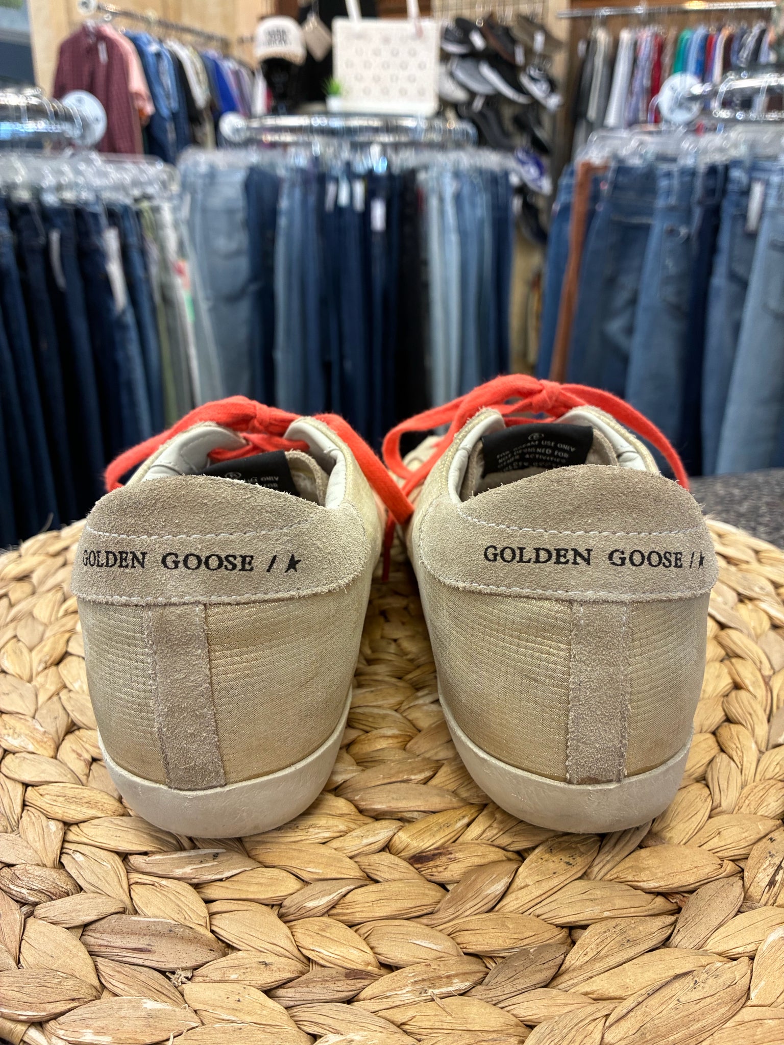 Pre-owned Golden Goose Tan Coral Trim Size 6.5 Designer Sneaker