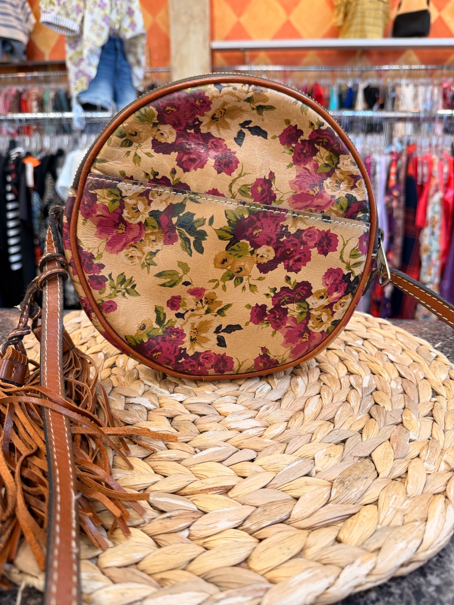 Pre-owned PATRICIA NASH Tan Floral Crossbody Designer Purse