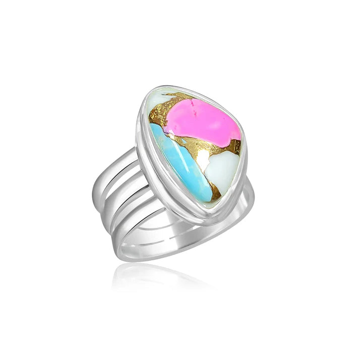 New Sterling Silver Pink Ring Size 6 Ring