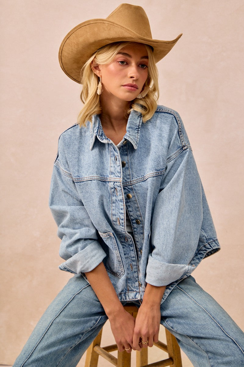 New BIBI Blue Jean Size S Long Sleeve Denim Jacket