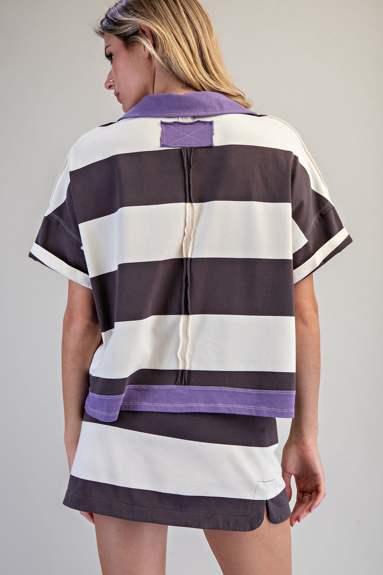 New EE:SOME Purple Cream Size: S Short Sleeve Blouse