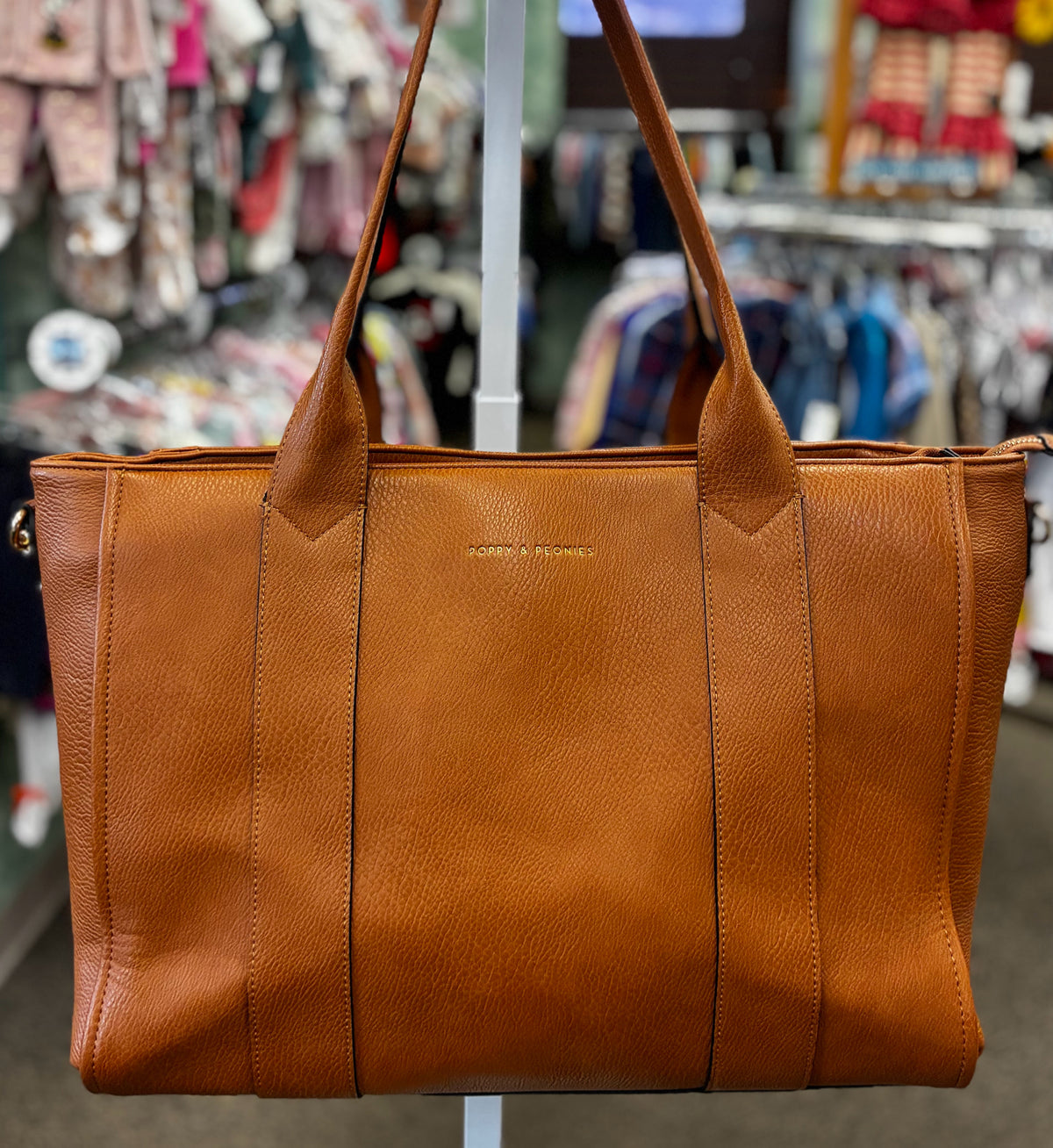 Pre-owned Poppy & peonies Brown Oversized Shoulder Purse